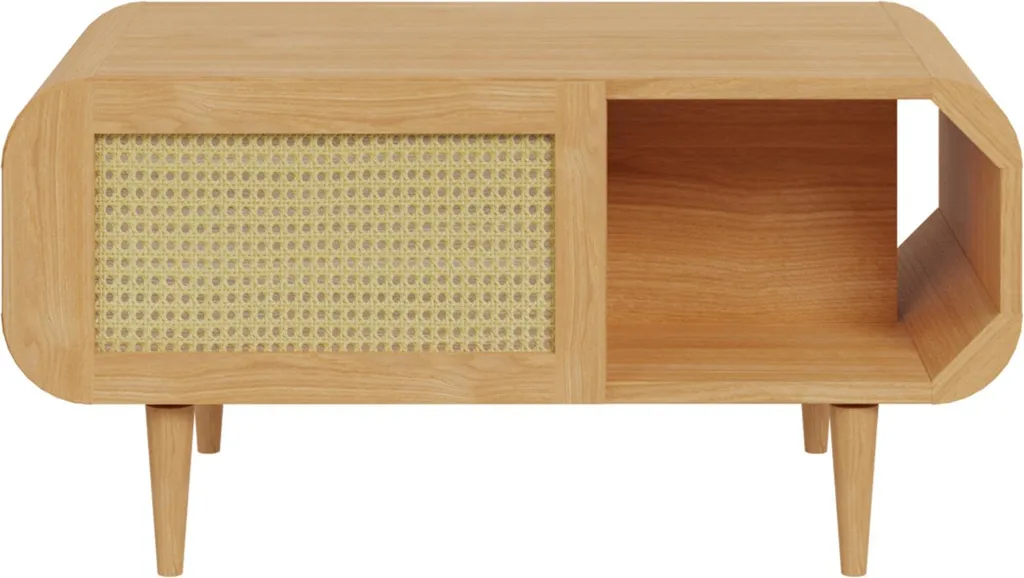 Table basse de salon avec niche de rangement style bohème chic 100cm