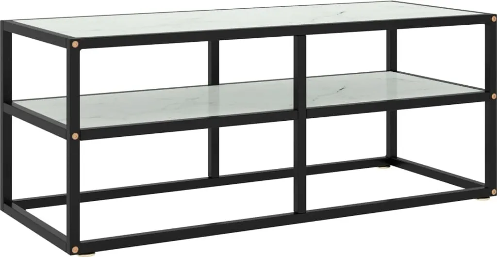 Mobile TV Acciaio e Vetro 100x40x40 cm - Nero Marmo Ultra Resistente