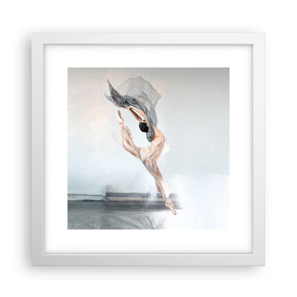 Gerahmtes Poster - Weißer Rahmen - Tanz Frau Ballerina - 30x30 cm - Wand Bild - Wanddeko - Wandbilder - Kunstposter - Wandposter - Bilderrahmen - ...