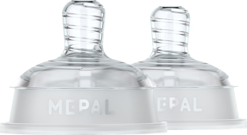 Mepal - Flaschensauger Set Slow Mio - 2-teilig - Anti-Kolik - Spiralförmiges Design verhindert Verstopfungen - Medizinisches Silikon - Helder