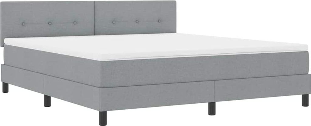 vidaXL Boxspringbett mit Matratze mit LED Hellgrau 180 x 200 cm Stoff