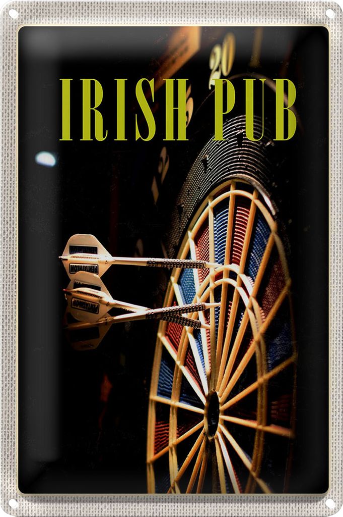 Blechschild Reise 40x30cm Irland Kneipen Spiel Dartboard