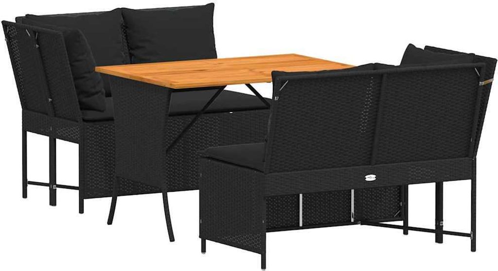 "im Sonderangebot" 3-tlg. Garten-Lounge-Set - elegantes Design - Sitzgruppe/Gartengarnitur - mit Kissen Schwarz Poly Rattan - Terassenmöbel DEMöb...