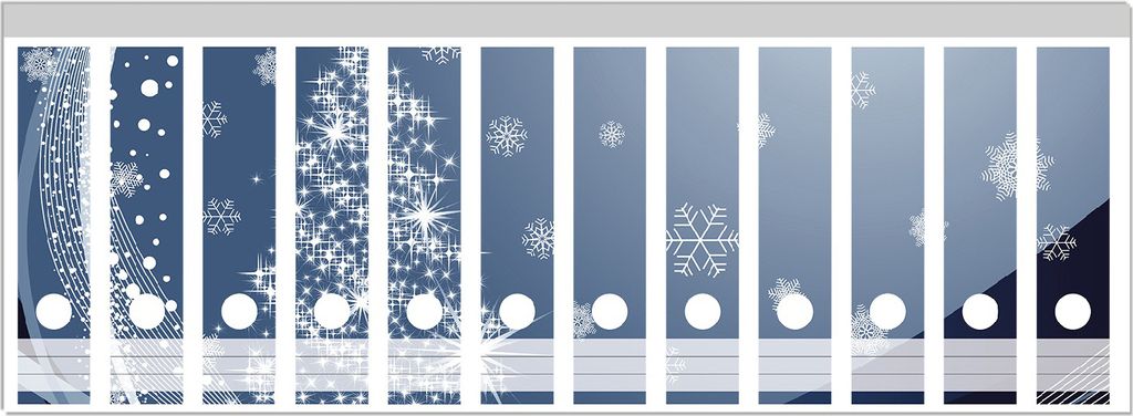 Wallario Ordnerrücken Sticker, selbstklebend für breite Ordner, 12 Stück, Motiv Glitzernder Tannenbaum mit Schneeflocken