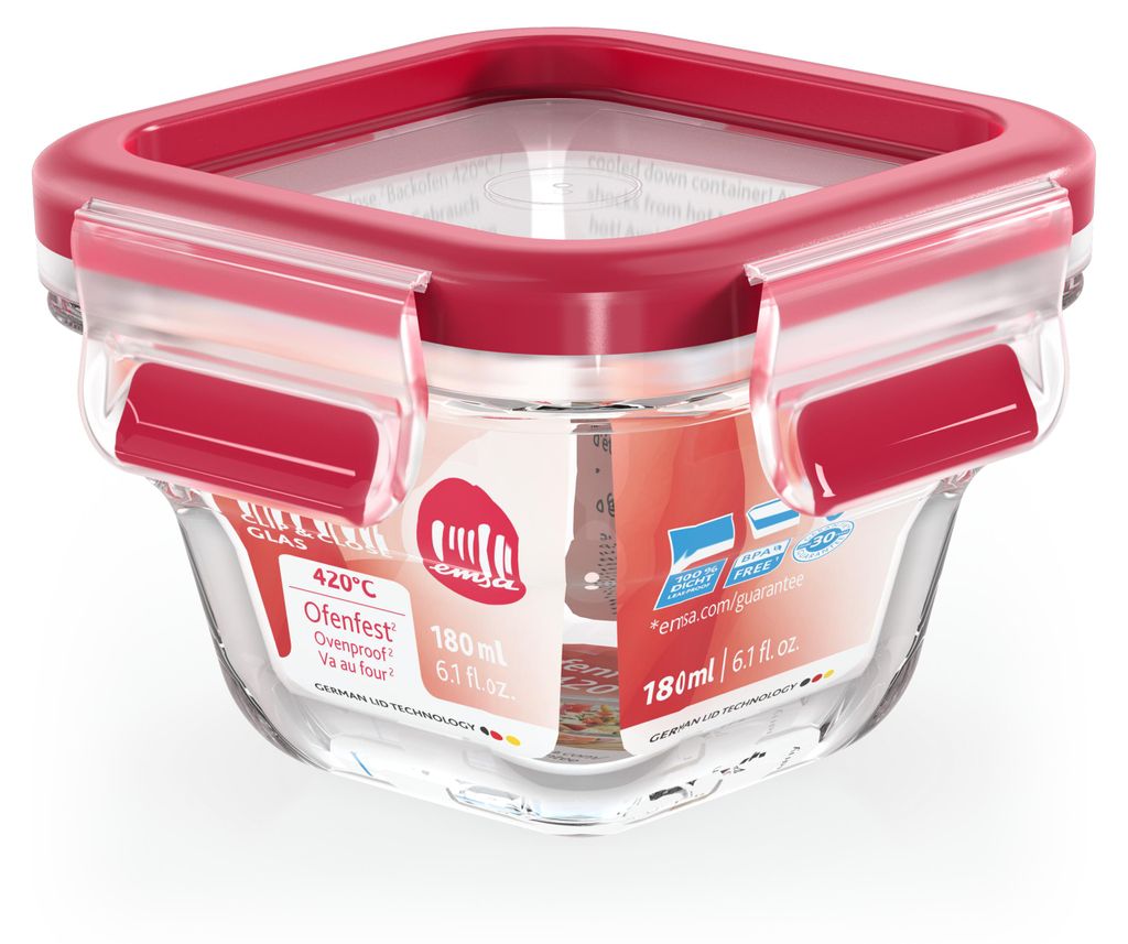 EMSA CLIP & CLOSE GLAS, Box, Quadratisch, 0,18 l
