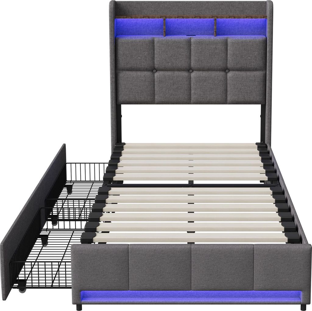 Fortuna Lai Polsterbett 90x200cm mit USB, Jugendbett Produktbild 