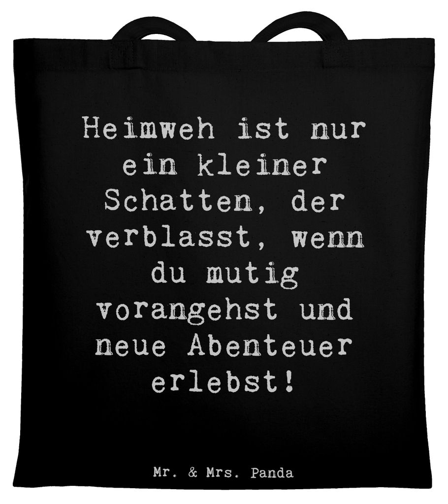 Mr. & Mrs. Panda Tote Bag Spruch Heimweh überwinden Abenteuer erleben - Schwarz - Geschenk, Vertrauem, Jutebeutel, Trost, Tasche, Laptoptasche, Sc...