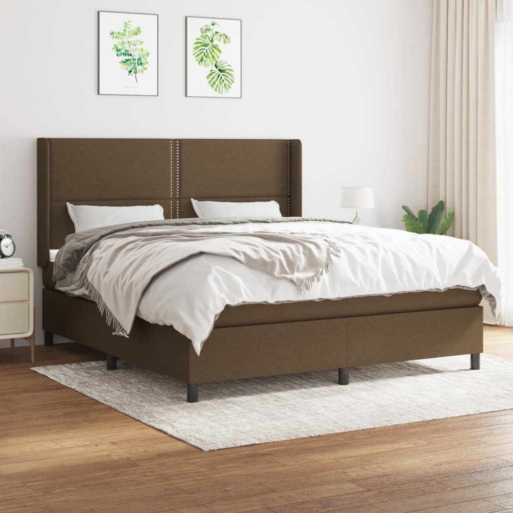 CLORIS Boxspringbett mit Matratze Dunkelbraun 180x200 cm Stoff - Klassische Betten 284