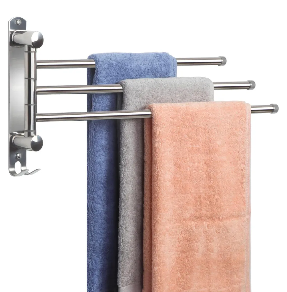 Porte-serviettes articulé anti-encombrement en inox pour espace étroit