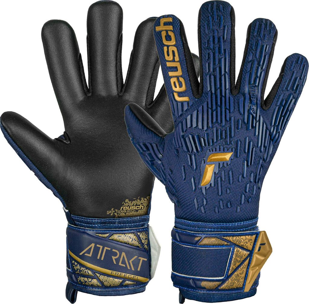 Reusch Torwarthandschuhe Attrakt Freegel Silver mit Evolution Negative Cut 4411 premium blue/gold/black 10