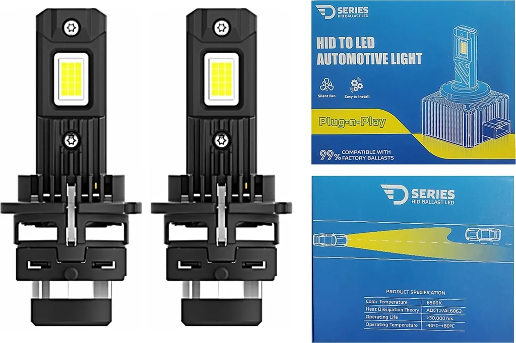 Kit de Conversion LED D2S pour Phares de Voiture Série D Blanc 6000K 12V