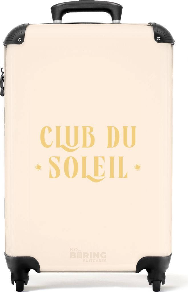 NoBoringSuitcases.com Koffer Handgepäck Trolley Rollkoffer Kleine Reisekoffer mit 4 Rollen - Das Zitat "club du soleil" in Pastellfarben - Cabin...
