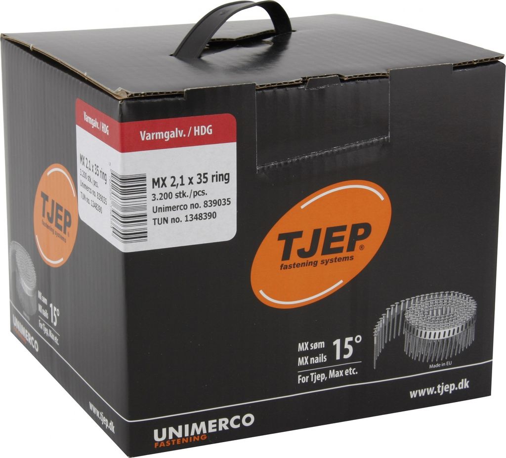 2,1x35mm Ring feuerverzinkt MX Coilnägel für Tjep MX-50 Senco SCN34 Coilnagler 3,2M