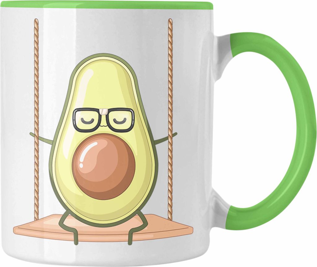 Trendation - Lustige Tasse mit Avocado-Motiv - Originelle Geschenkidee für Avocado-Liebhaber (Grün)