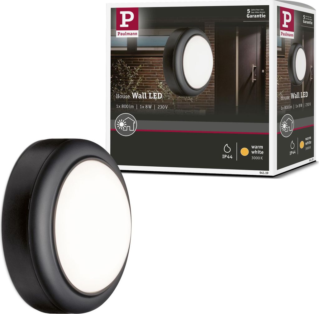 Paulmann Outdoor Wandleuchte IP44 8W 230V Anthrazit Produktbild 