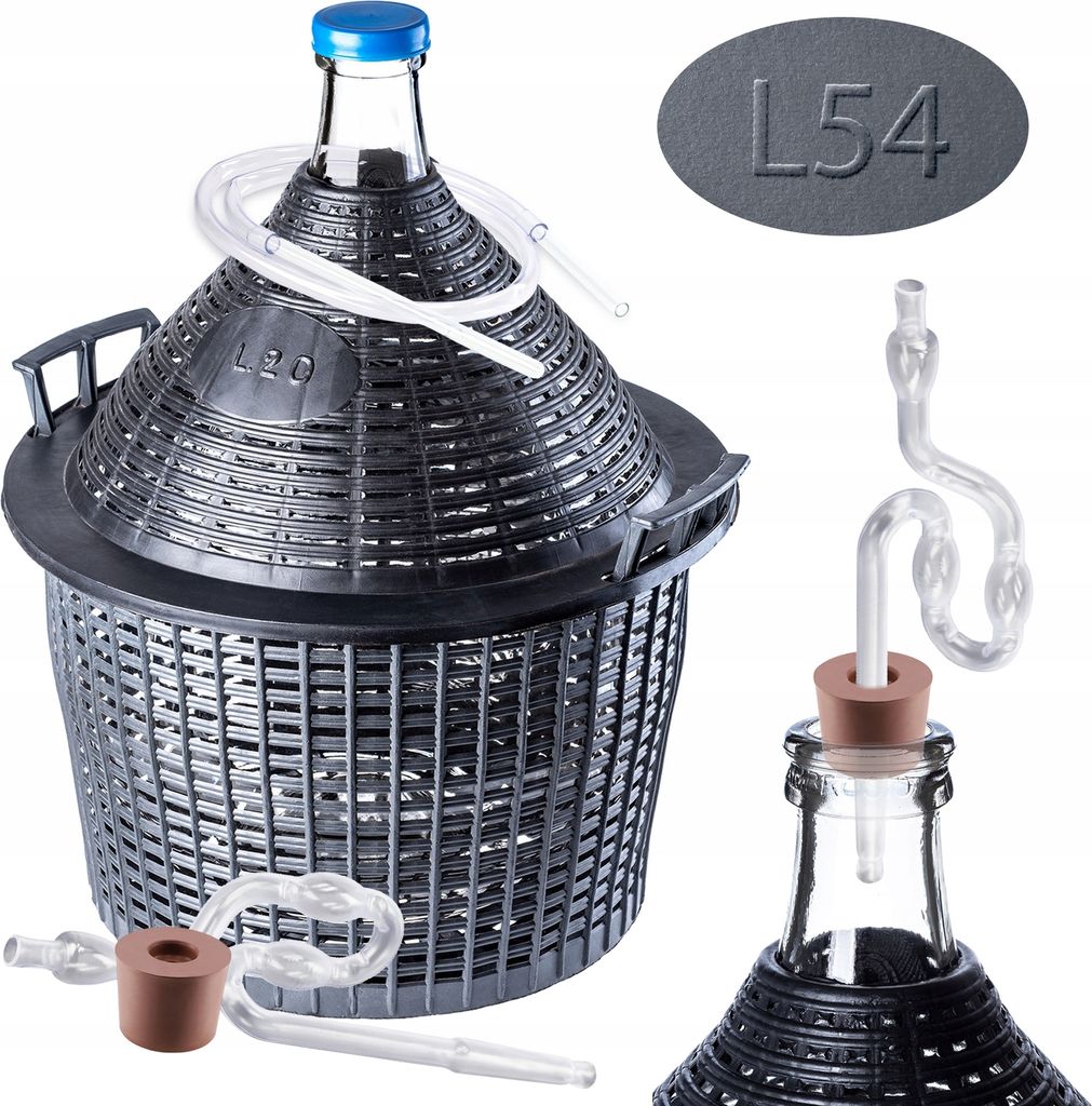 KADAX Glasballon-Set "Alatri", mit Kunststoffkorb und Produktbild 