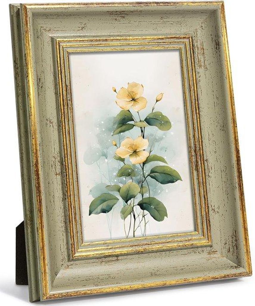 Antike grüne Fotoliste Vintage Shabby Chic 10x15 cm – Retro grüne Bildleiste aus dem Antiquitätenstil