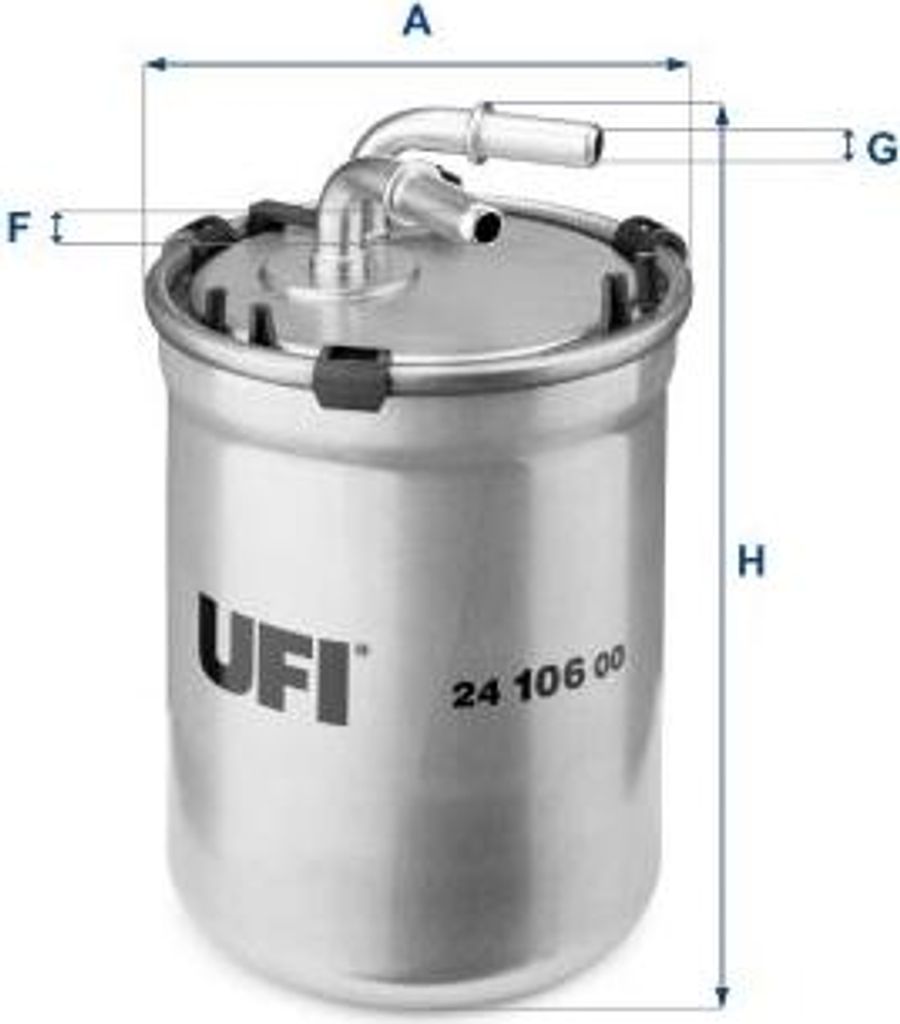 UFI 24.106.00 Kraftstofffilter OE 6C0127400 kompatibel mit A1 8X, Ibiza, Toledo, Fabia, Rapid, Roomster, Polo 6R