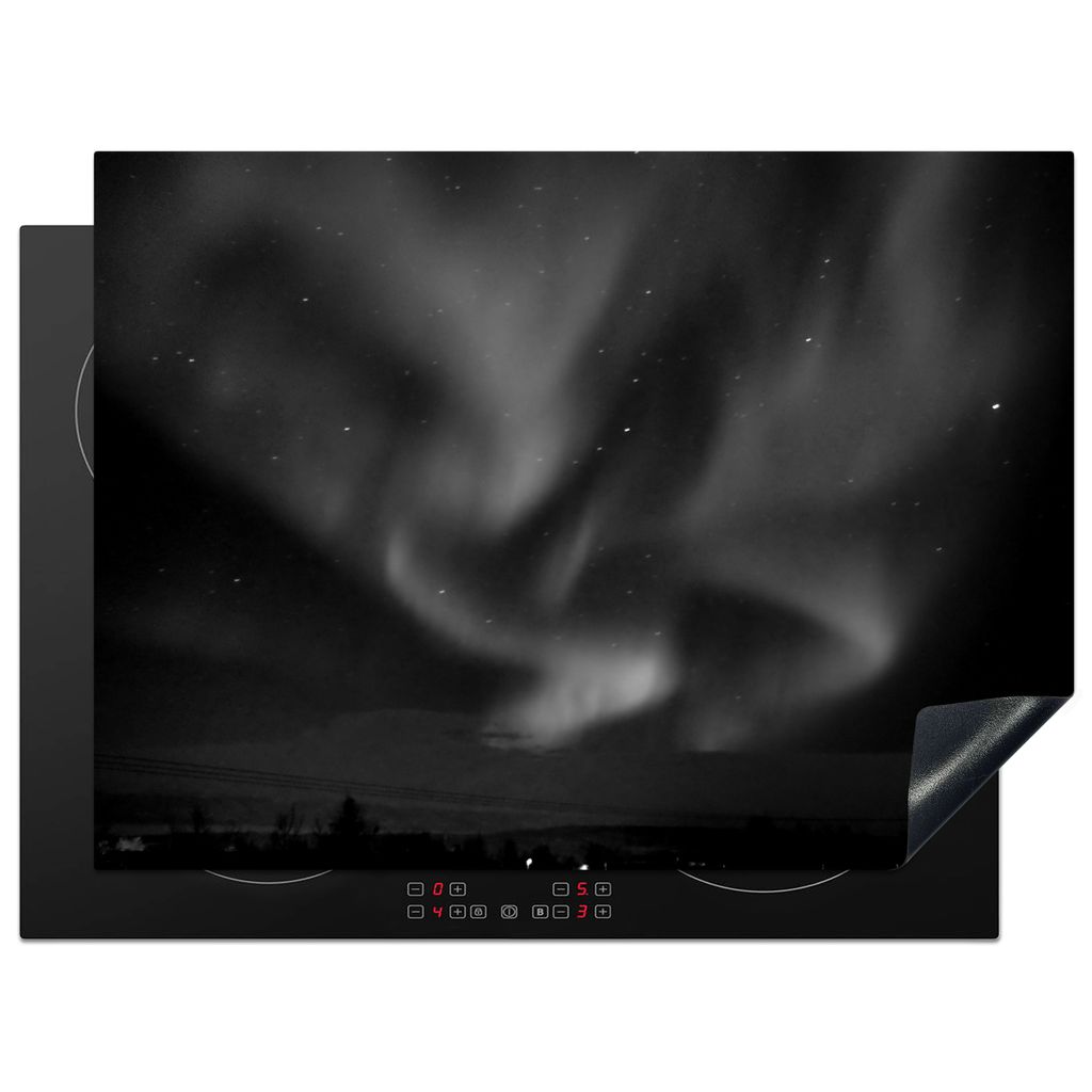 KitchenYeah Herdabdeckplatte Schweden - Nordlichter - Natur - Nacht , 70x52cm, Küche Deko, Glaskeramikkochfeld Herdabdeckung, Abdeckplatte fùr ...