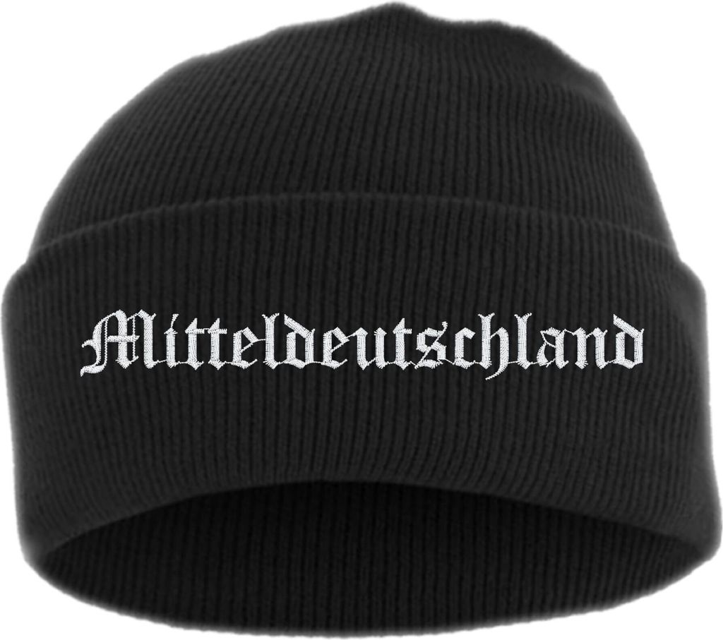 Mitteldeutschland Umschlagmütze - Altdeutsch - Bestickt - Mütze mit breitem Umschlag Einheitsgröße Schwarz