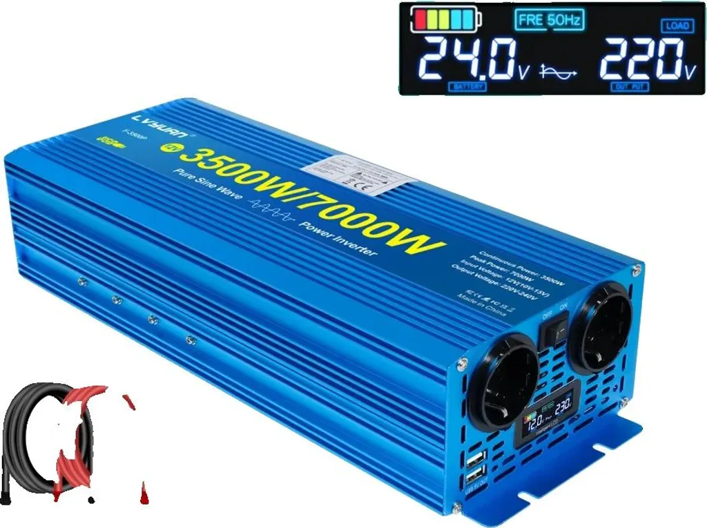 Convertisseur de Tension 24V 220V 7000W - Onduleur Pure Sine Wave Pro
