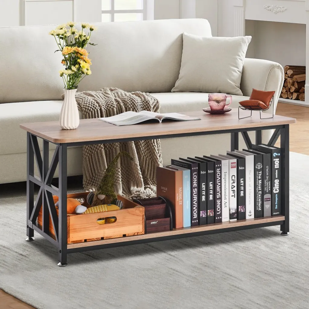 Table basse rectangulaire avec rangement ouvert - Modèle Elégance Loft - 8