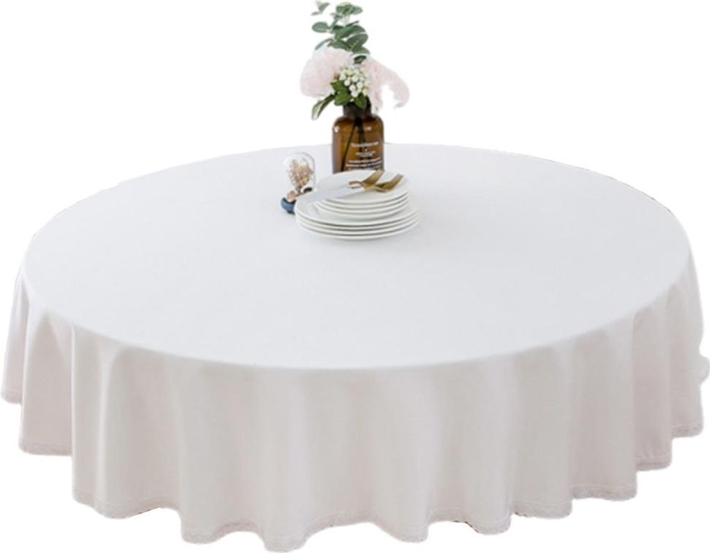Large Round Table Tablecloth Fabric Waterproof and Oil-proof Solid Color High-grade Sense Round Tablecloth Tablecloth Tablecloth
