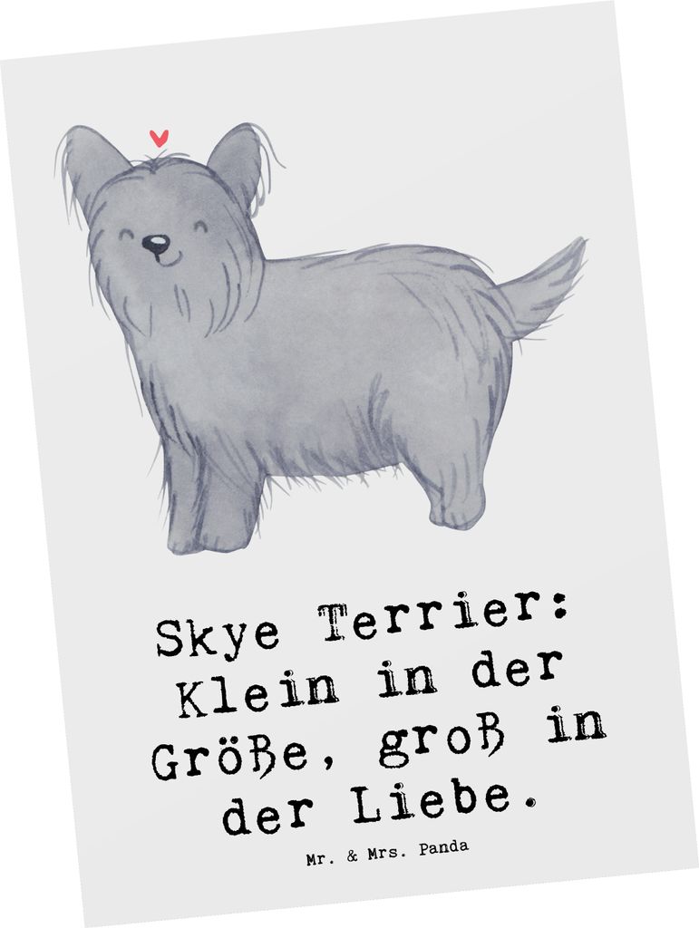 Mr. & Mrs. Panda Postkarte Skye Terrier Liebe - Weiß - Geschenk, treu, Ansichtskarten, Sprüche für Hundeliebhaber, loyal, Grußkarte, Postkarten...
