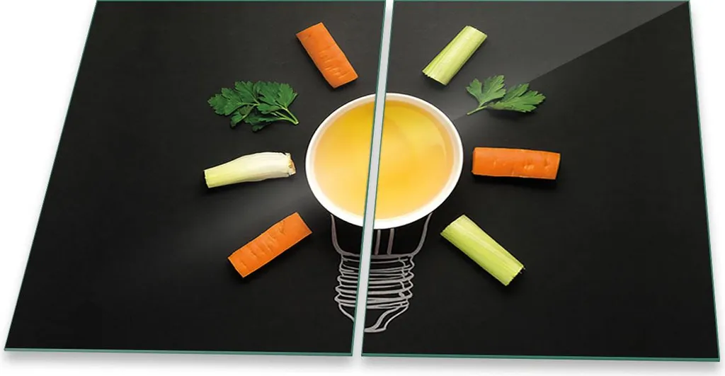 Piastre di copertura per fornelli Ceran splashback in vetro universale 2 pezzi 2x40x52 verdure colorate