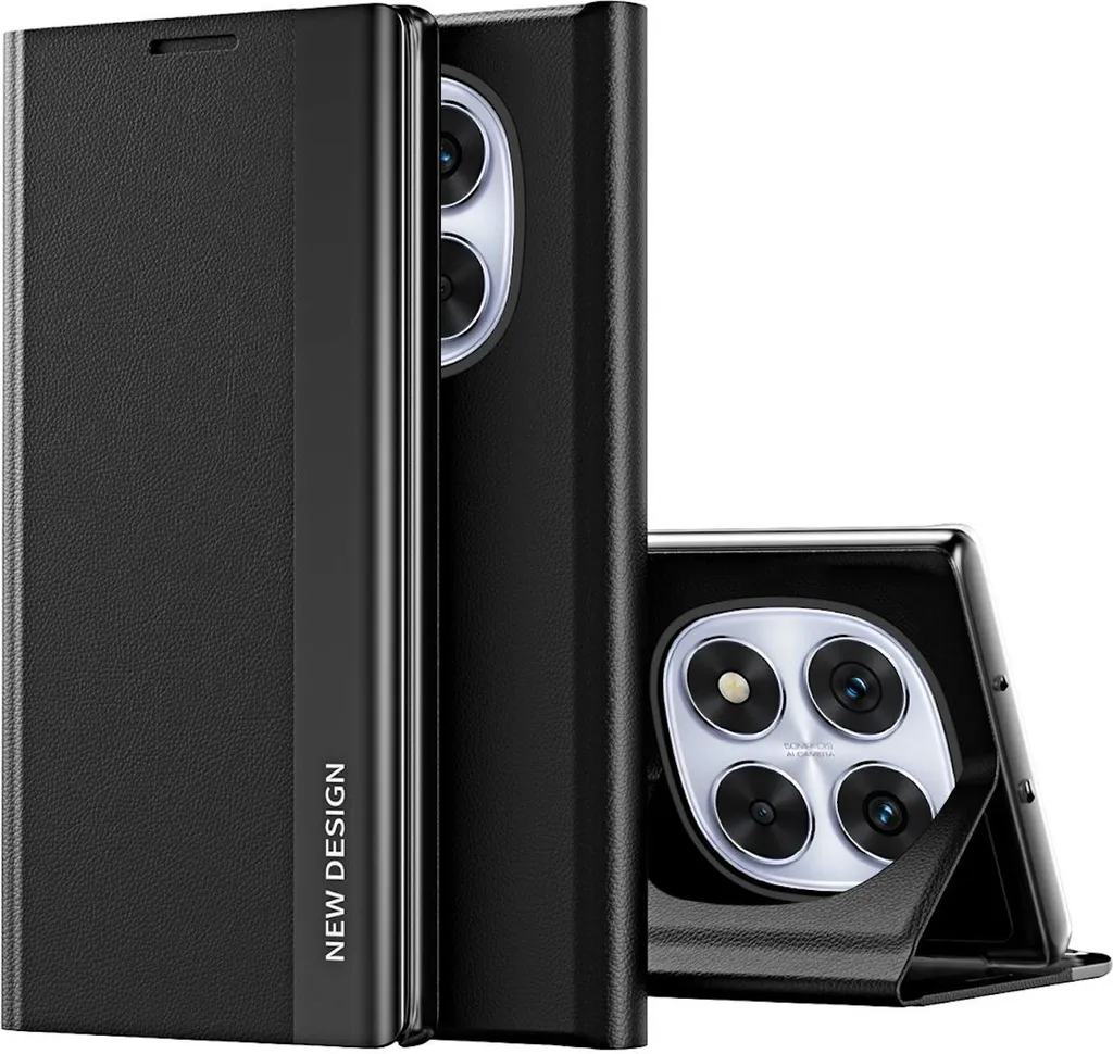 Cover Xiaomi Redmi Note 14 Pro 5G in Pelle e Placcato Nero Elegante - 1