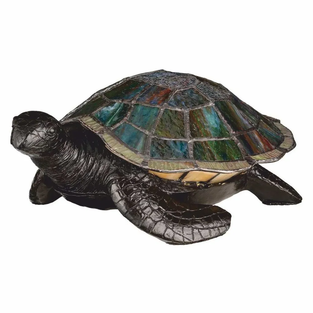Lampe Tiffany Tortue LED : Éclairage Douceur Anti-Éblouissement Vintage