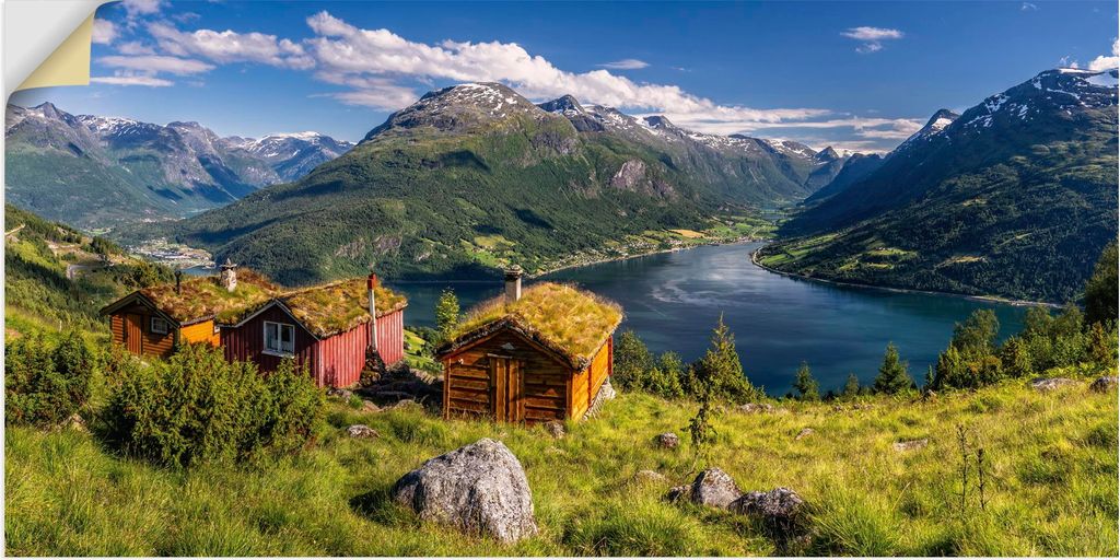 ARTland Wandbild, selbstklebend Blick auf den Nordfjord, Olden Norwegen Größe: 40x20 cm