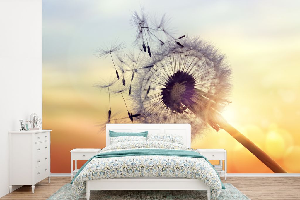 MuchoWow Fototapete für Wohnzimmer oder Schlafzimmer Wandtapete Vinyl Motivtapete Löwenzahn - 525x350 cm - Das Hintergrundbild