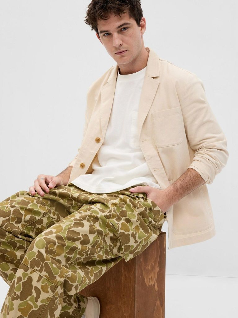 GAP Baumwolljacke für Herren, Beige, Größe S, mit praktischen Taschen und Knopfleiste