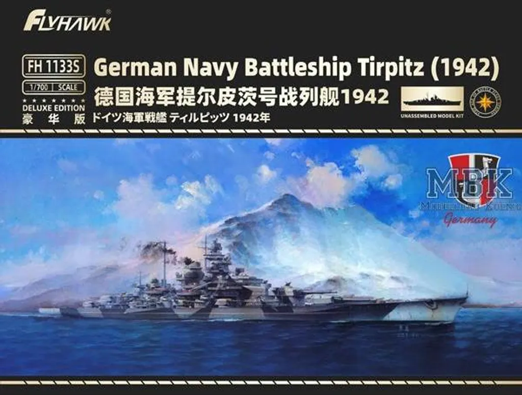 Maquette Bateau Cuirassé Allemand Tirpitz 1942 Flyhawk FH1133S 1/700
