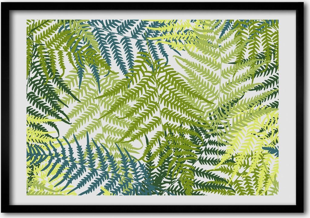 Bild - Bilderrahmen - 100 cm x 70 cm - MDF - Rahmen - Foto - Wandkunst Ferns Muster