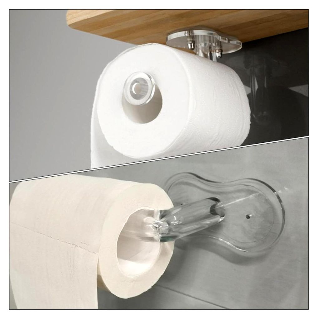 Wandmontierter Toilettenpapierhalter aus Acryl mit rundem Eckdesign und Ablagefach für praktische Papierrollenaufbewahrung im Bad und WC