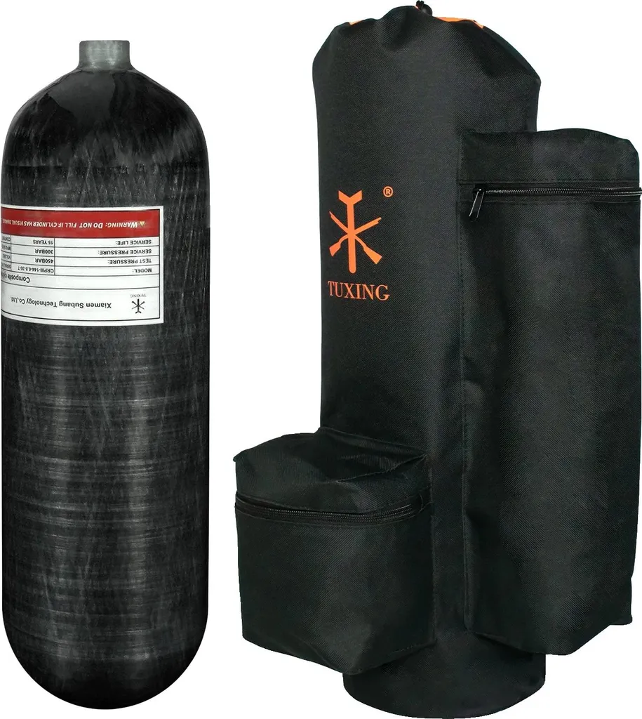 Bouteille d'Air Comprimé 6.8L en Carbone Composite avec Housse de Luxe