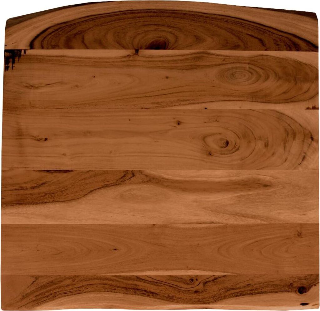 Holzplatte 60x60 cm Emilia, Tischplatte aus Akazienholz massiv + nussbaumfarben, Baumkanten-Platte für Heimwerker, geeignet für Arbeitsplatten, T...