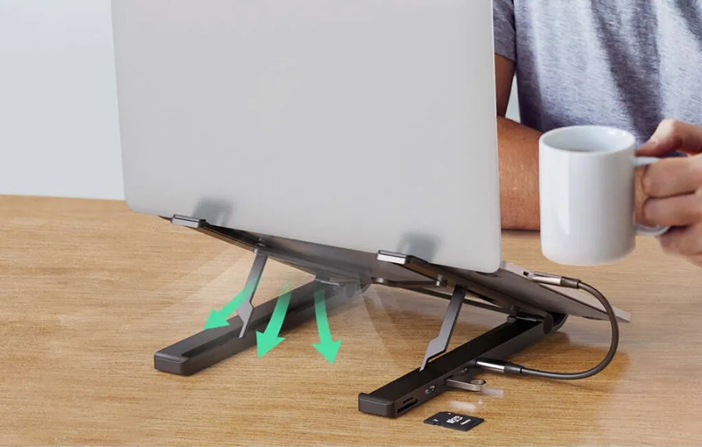Station d'accueil USB-C 5-en-1 Hub et Support Pliable Aluminium X-Kit - 17