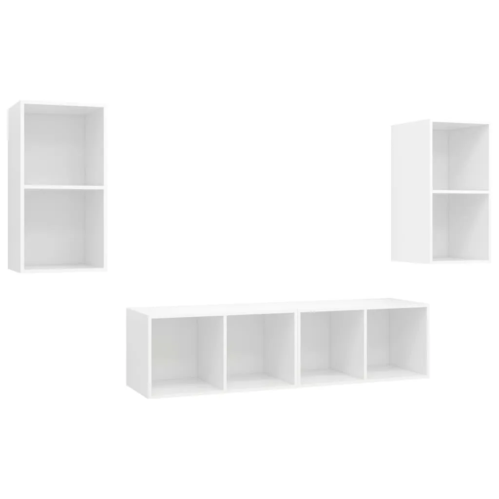 Ensemble de meubles de salon suspendus 4 pièces blanc bois composite