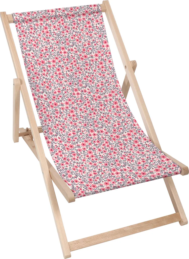 Lettino Dreamroots Fiori Rosa: Sdraio Legno Pieghevole per Famiglie
