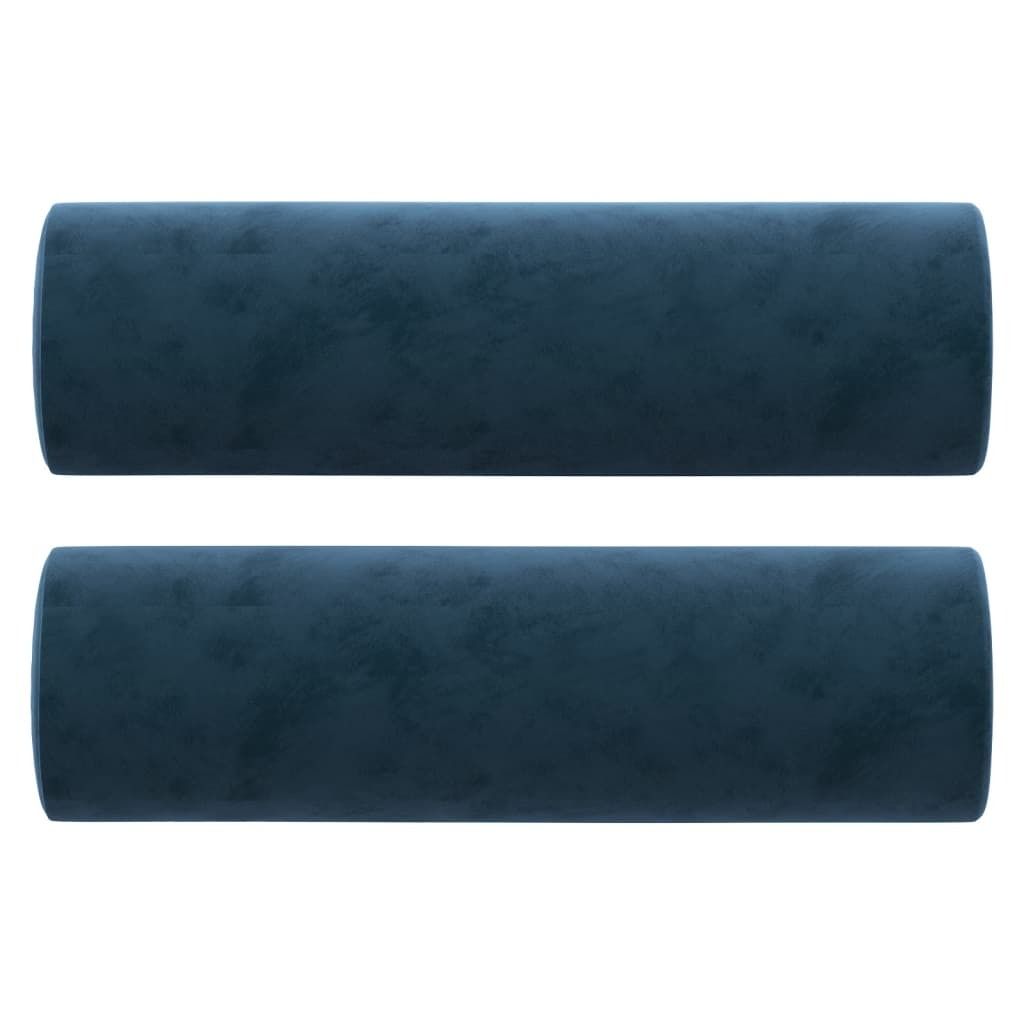 vidaXL Cuscino decorativo 2 pz. Velluto blu Ø15x50 cm Immagine del prodotto 