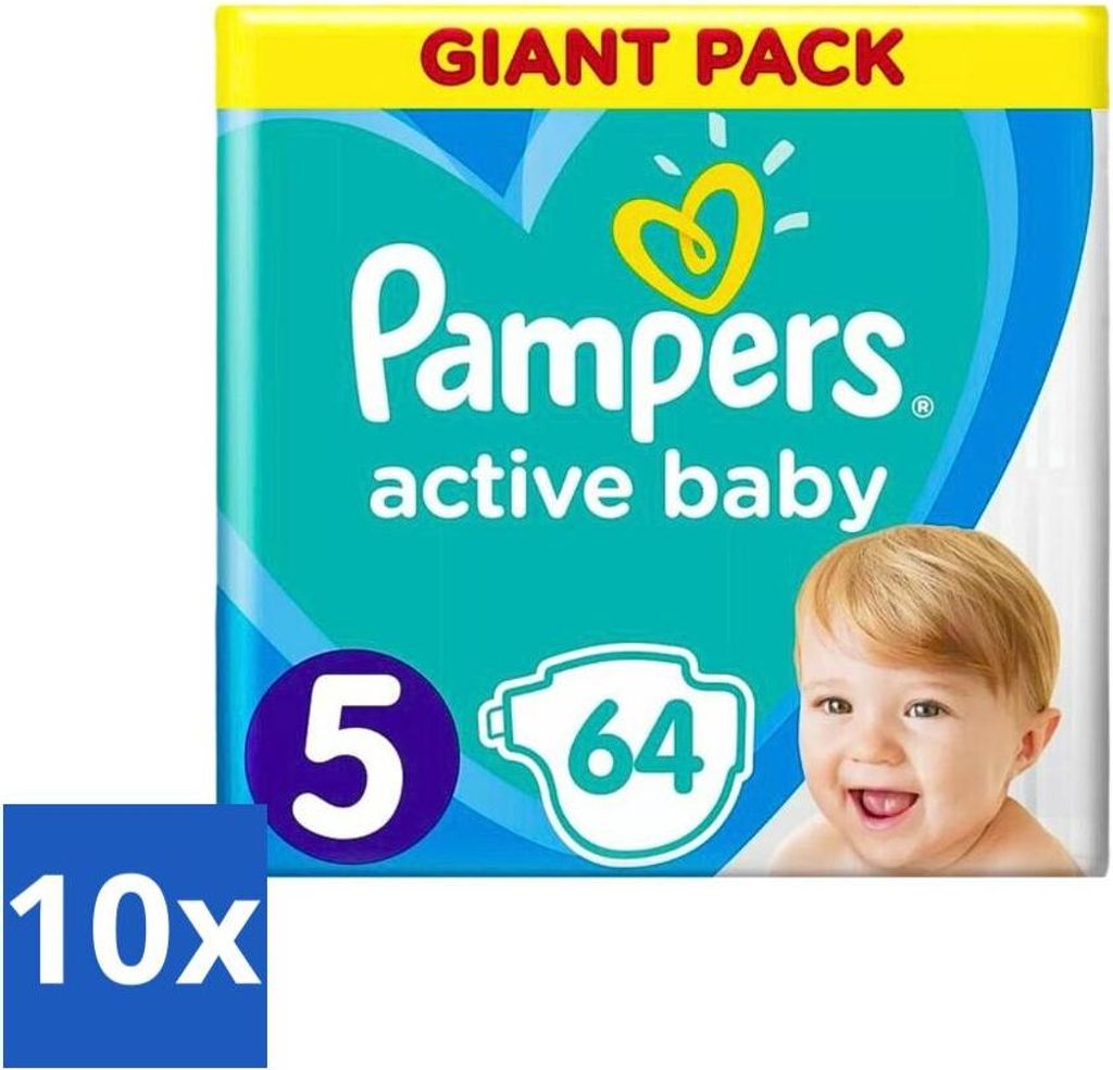 Pampers - Active Baby - Windeln - Größe 5 (11-16 kg) - Weiche Passform - 64 Windeln - Vorteilspack - 10 Stücke