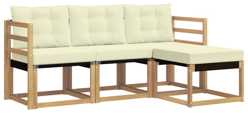vidaXL Outdoor-Sofagarnitur mit Kissen 4 pcs Weiß und Creme