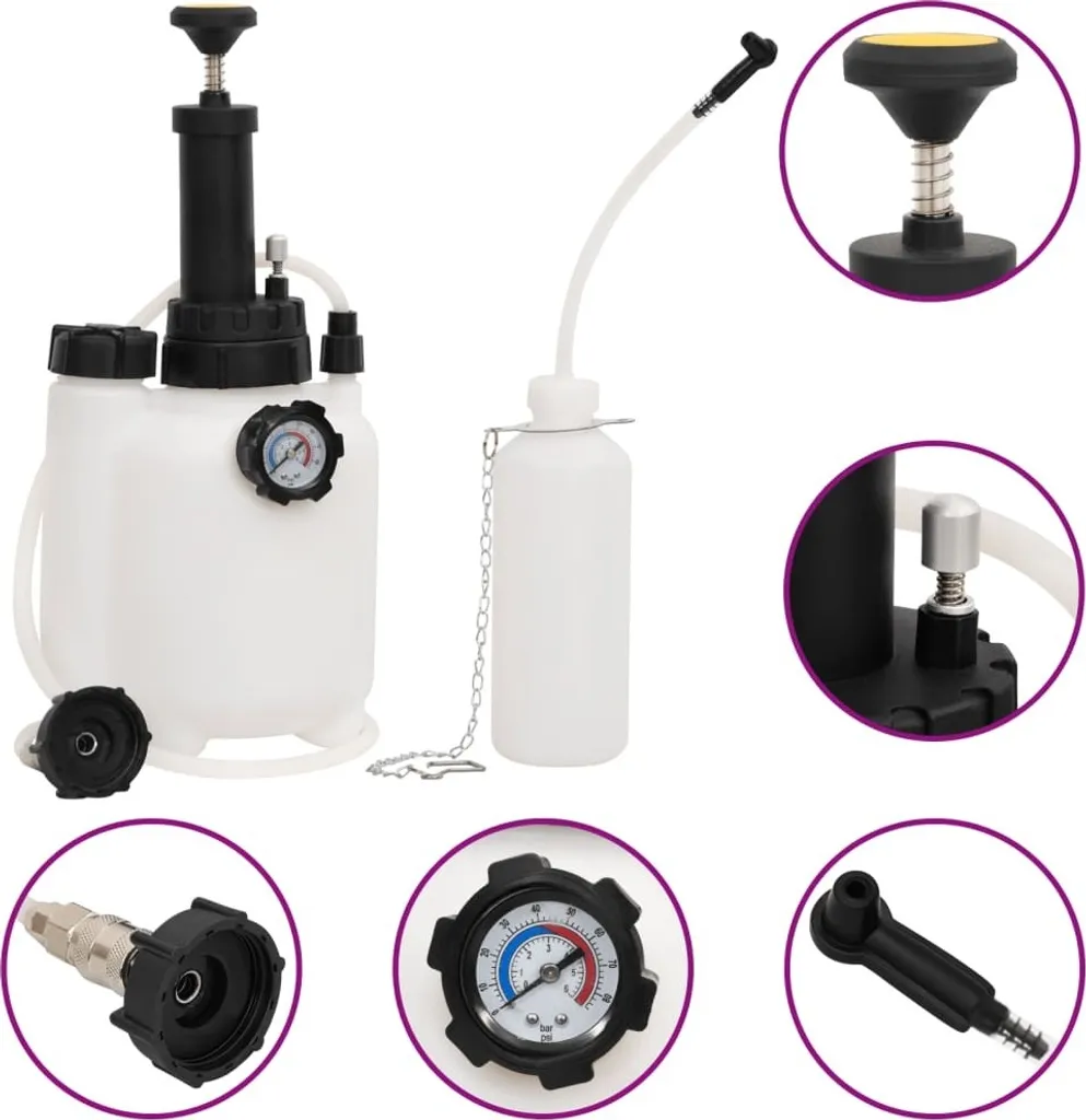 Purgeur de frein 3 L vidaXL haute pression avec manomètre de contrôle