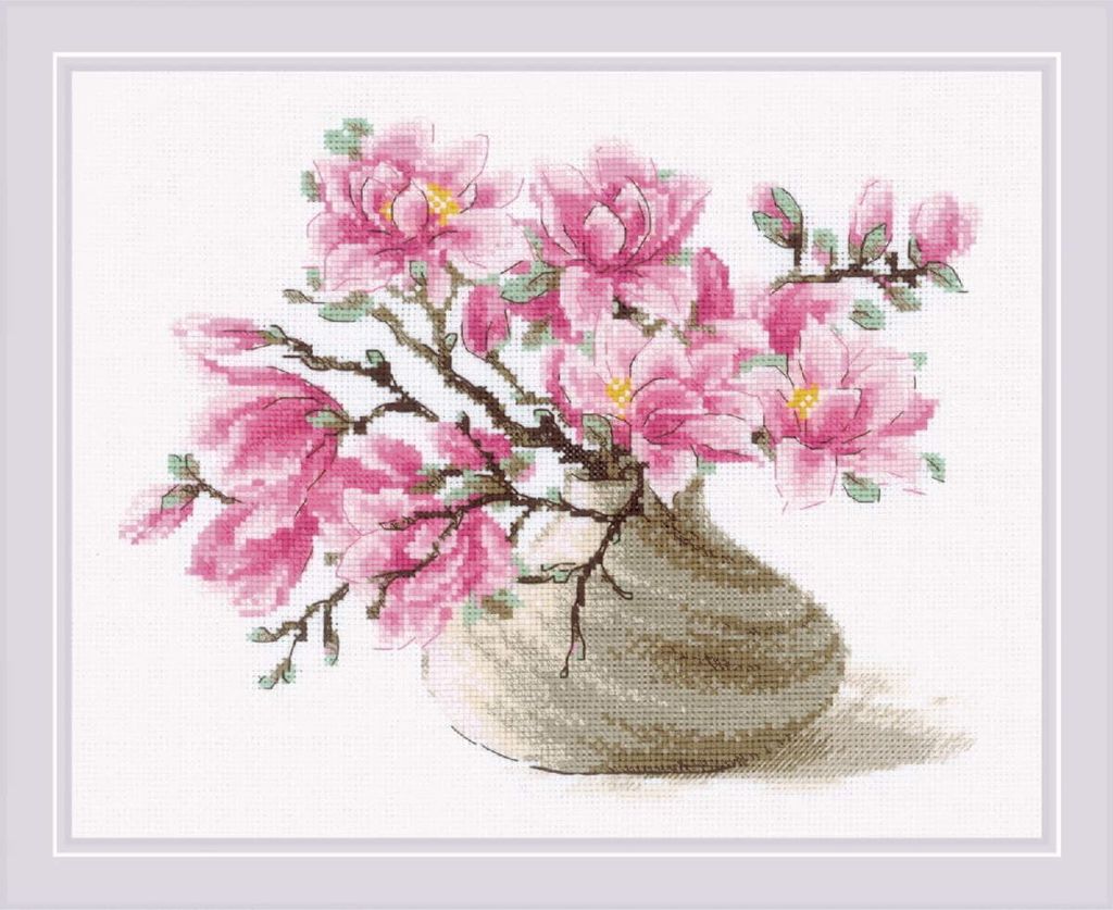 Riolis Kreuzstich Set "Südliche Magnolie", Zählmuster, 30x24cm