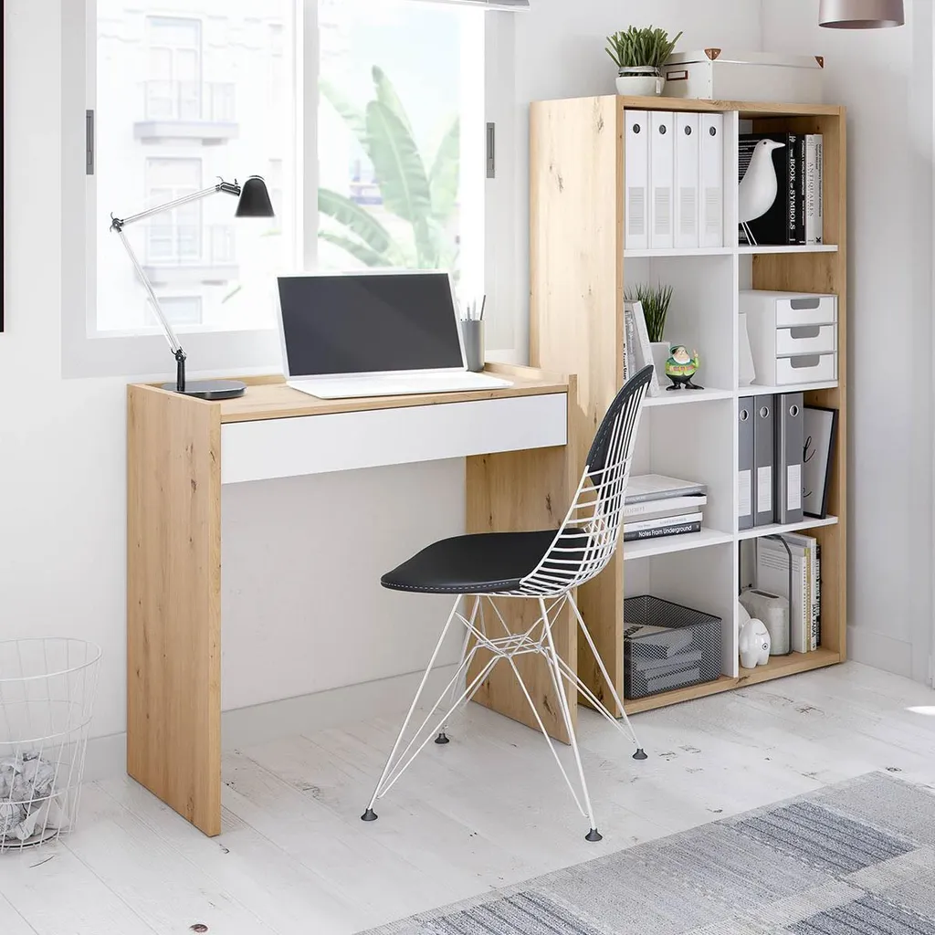 Bibliothèque 8 Compartiments NOA Bicolore - Design Scandinave 137 cm
