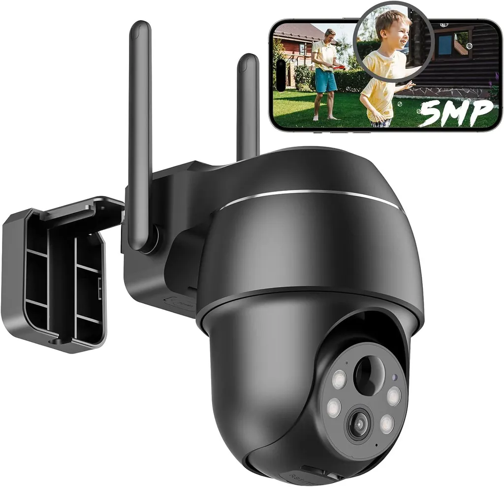 Caméra surveillance batterie 5MP avec détection PIR et vision couleur