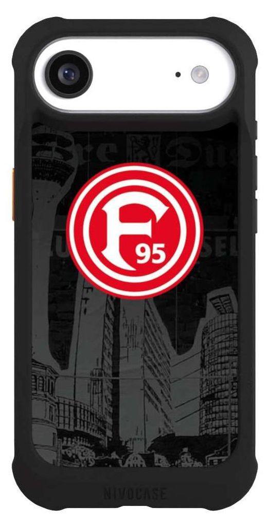 NIVOCASE Hülle für Apple iPhone Air Stoßfeste Handyhülle NIVOmax Case Schwarz Fortuna Düsseldorf Logo Offizielles Lizenzprodukt